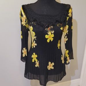 Investments Black and Yellow Blouse